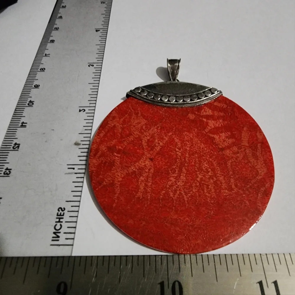 Vintage Sterling Silver Red Sponge Coral Necklace - Picture 4 of 7